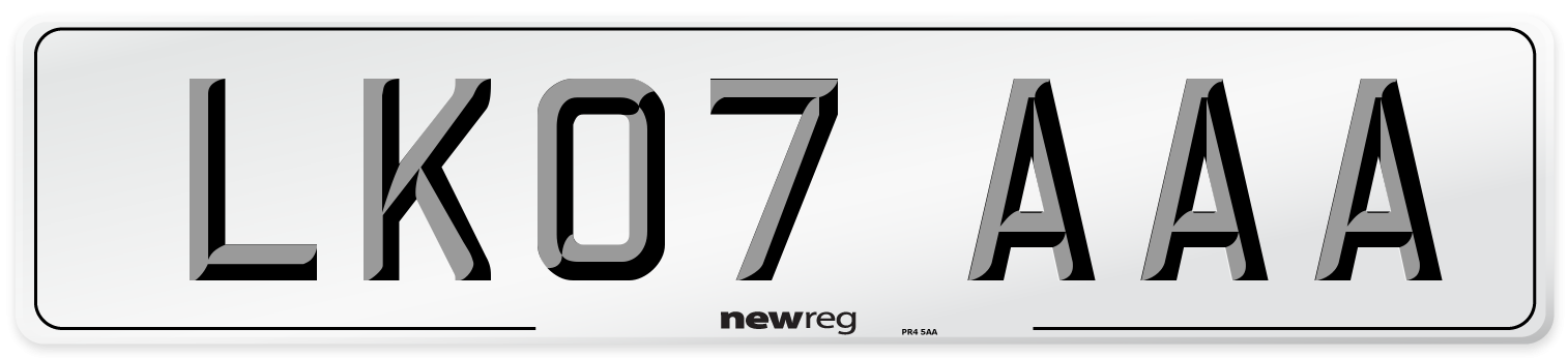 LK07 AAA Number Plate from New Reg